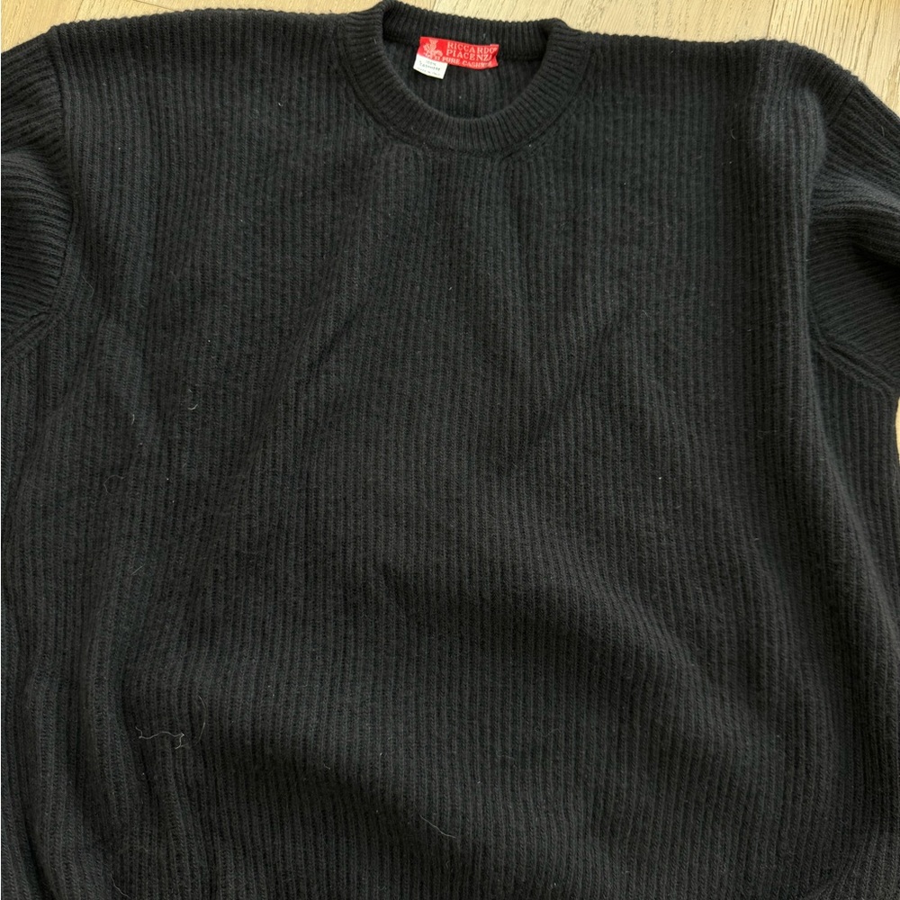 Black Men’s 100% Cashmere Riccardo Piacenza Cashmere Sweater